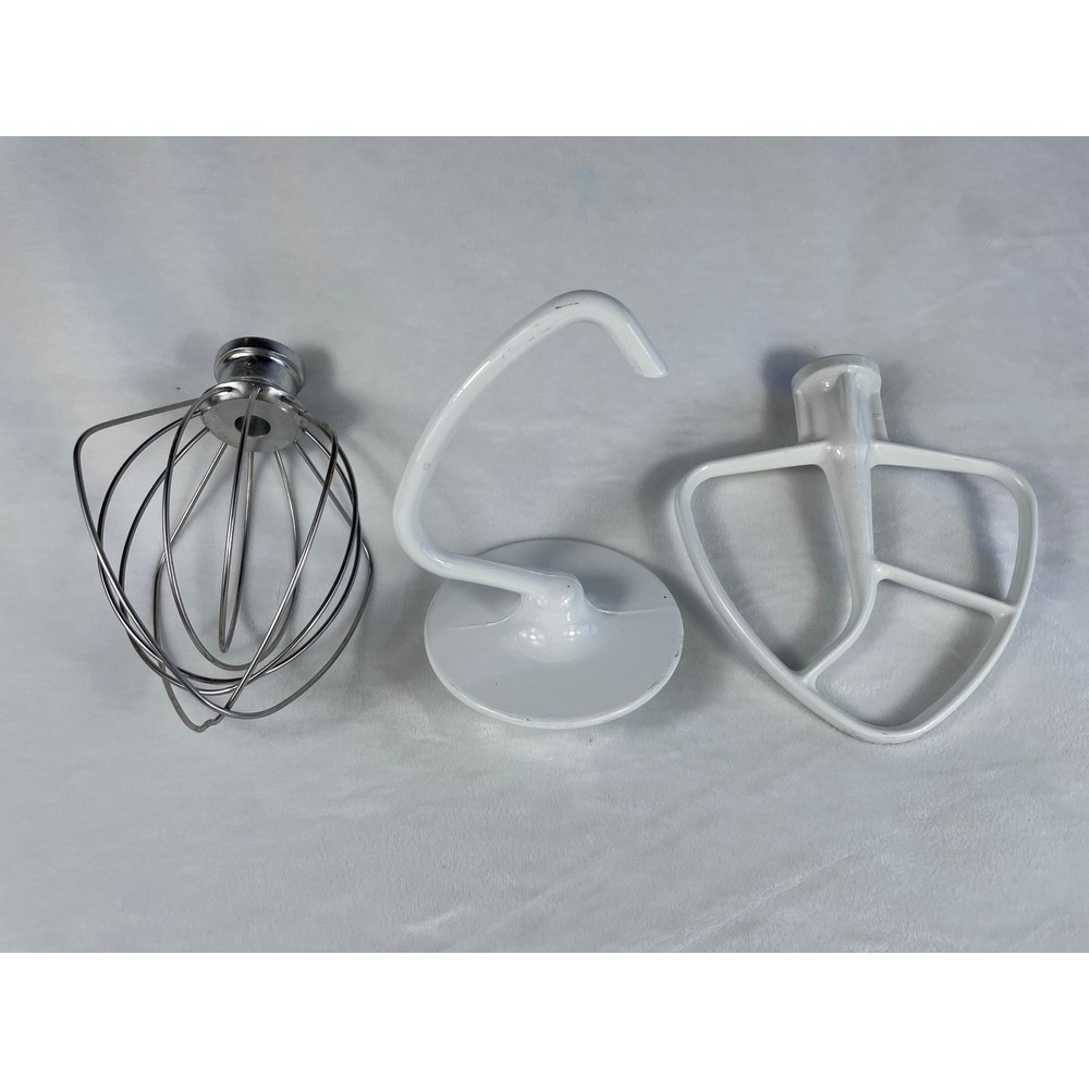 3Pc Mixer Attachments for KitchenAid Tilt Head Dough Hook Wire Whip Flat Beater